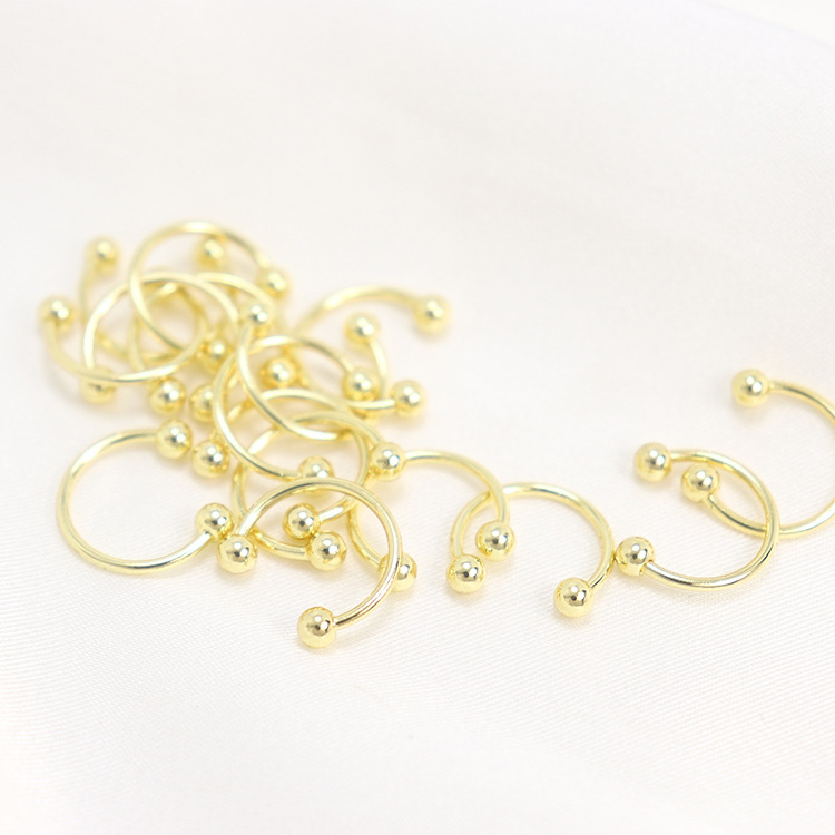 diy饰品配件纯铜镀14K真金无耳洞耳圈韩版耳环配件手工流苏耳夹|ru