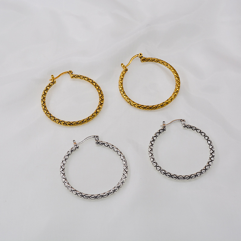 Fashion Neutral Large Circle Plaid Snake Pattern Big Earrings Wholesale Nihaojewelry display picture 8