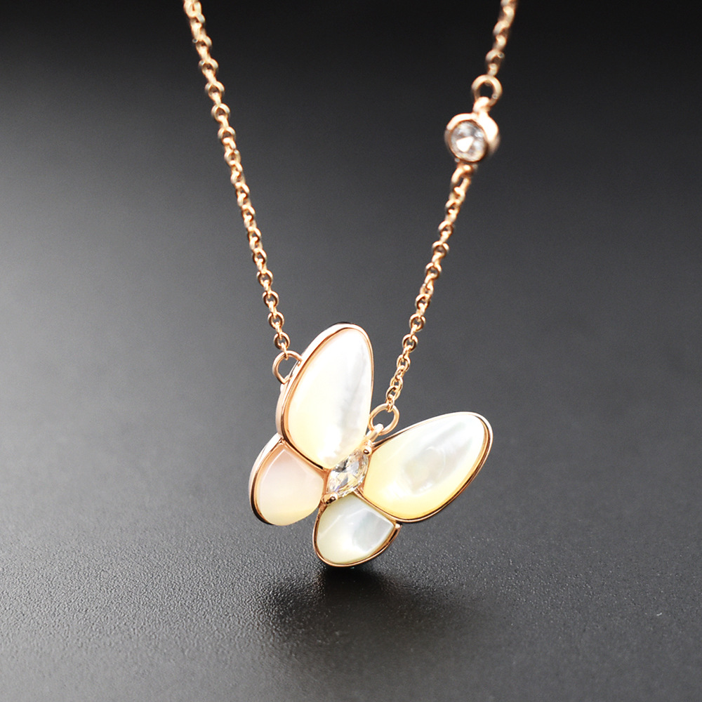 New Trend White Shell Beads Butterfly Gift Short Copper Clavicle Chain For Women Wholesale display picture 1