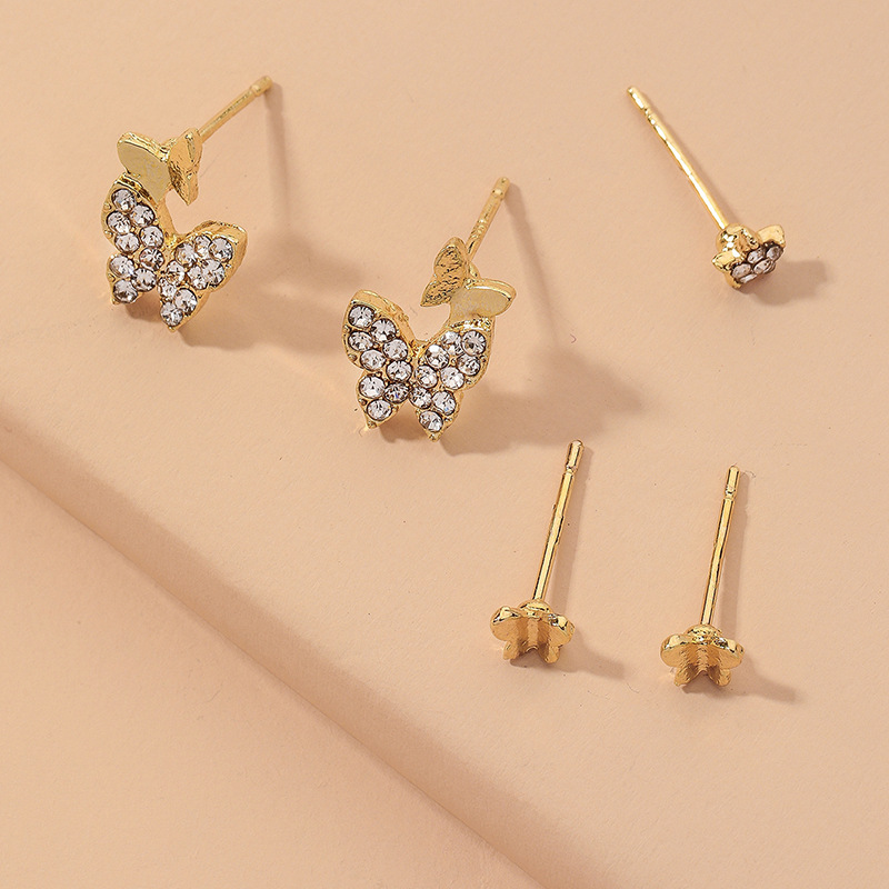 Diamond Butterfly Five-pointed Star Earrings Set display picture 4