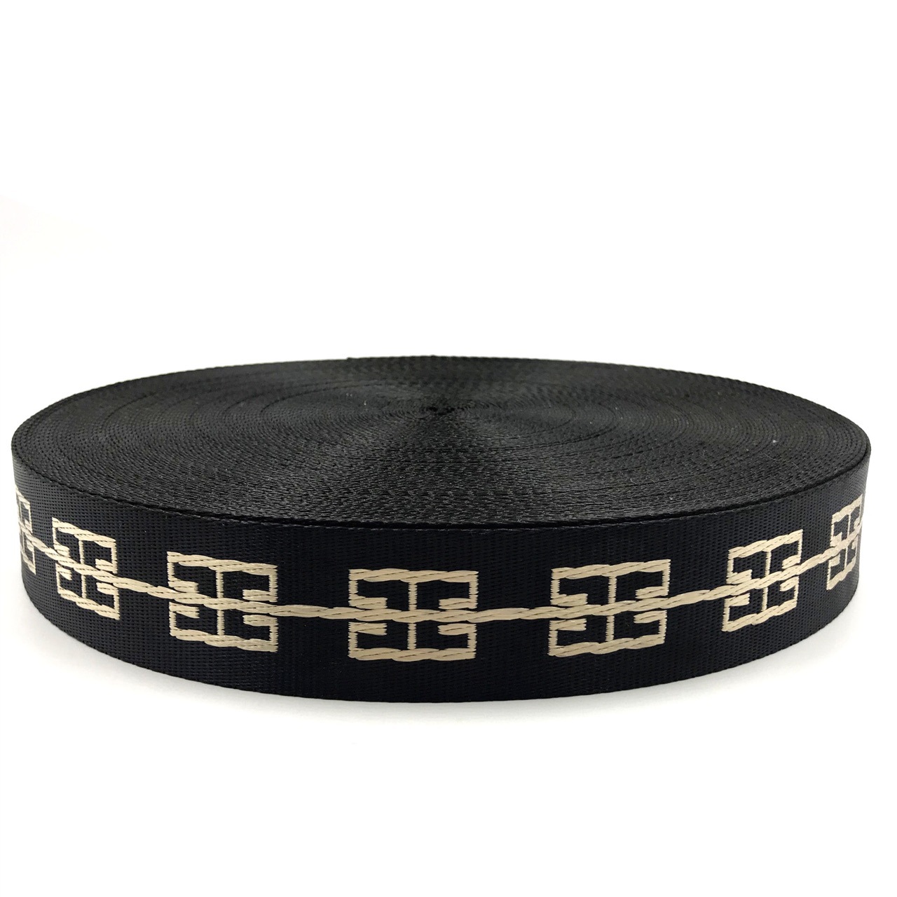 厂家直供复古潮流黑间卡其中字母仿尼龙提花织带服装箱包辅料