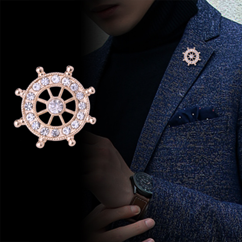 European and American fashion Navy wind rudder brooch men's suit coat small pin beach fake jewelry tide factory outlet European and American fashion Navy wind rudder brooch men's suit coat small pin beach fake jewelry tide factory outlet