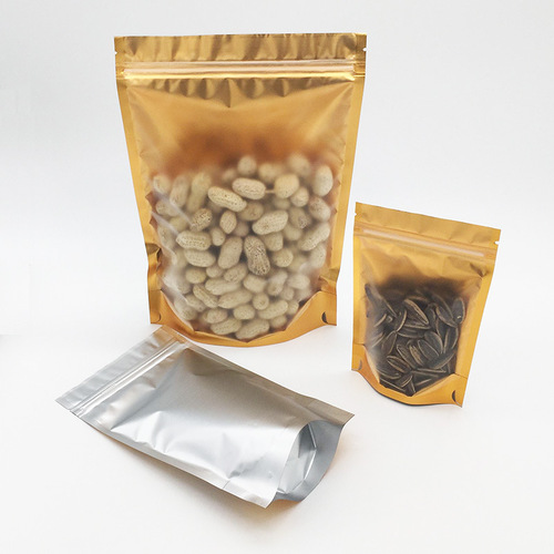 Factory direct sales dumb aluminum inner gold yin and yang self-standing bag frosted aluminum foil ziplock bag seal bag food seal bag