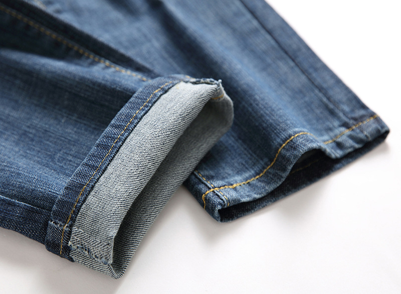 Herren Jeans Im Used Look Gerade Geschnittene Denim Hose Casual_voghion.com