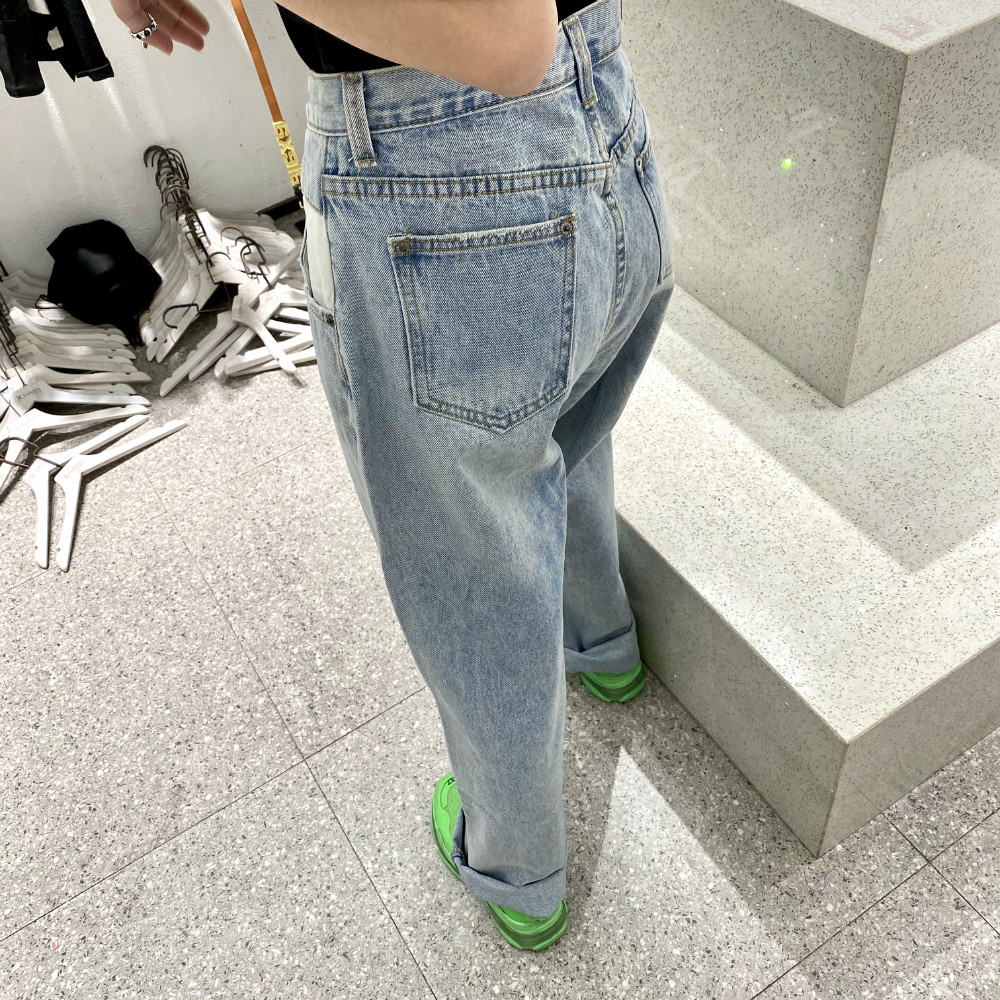 ripped high-waisted denim trousers  NSHS23388