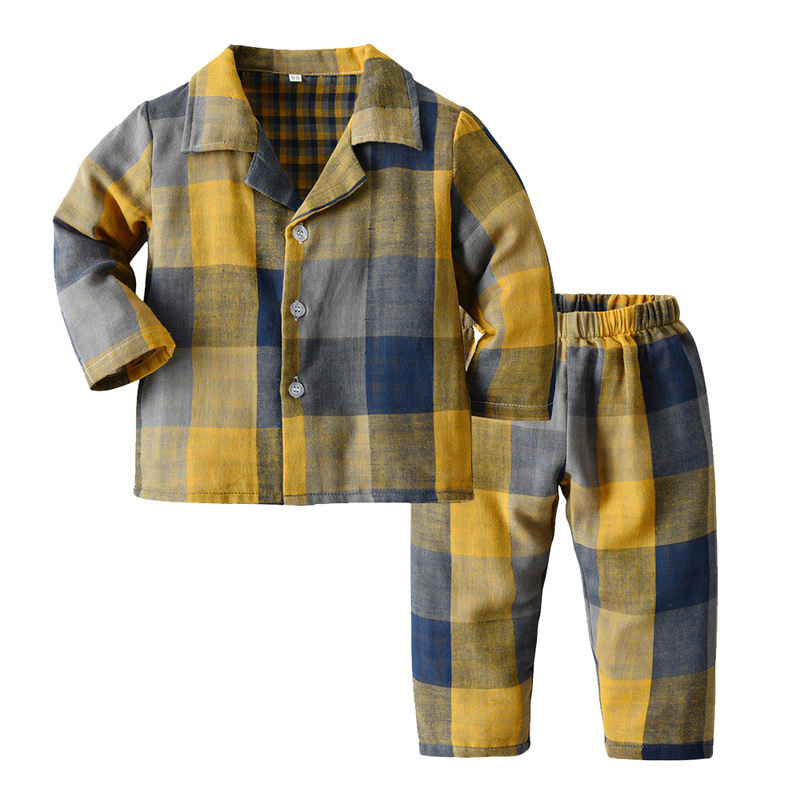 새로운 어린이 가정복, 소년용 이중 면 거즈 잠옷, 아동 잠옷의 공장 직접 공급