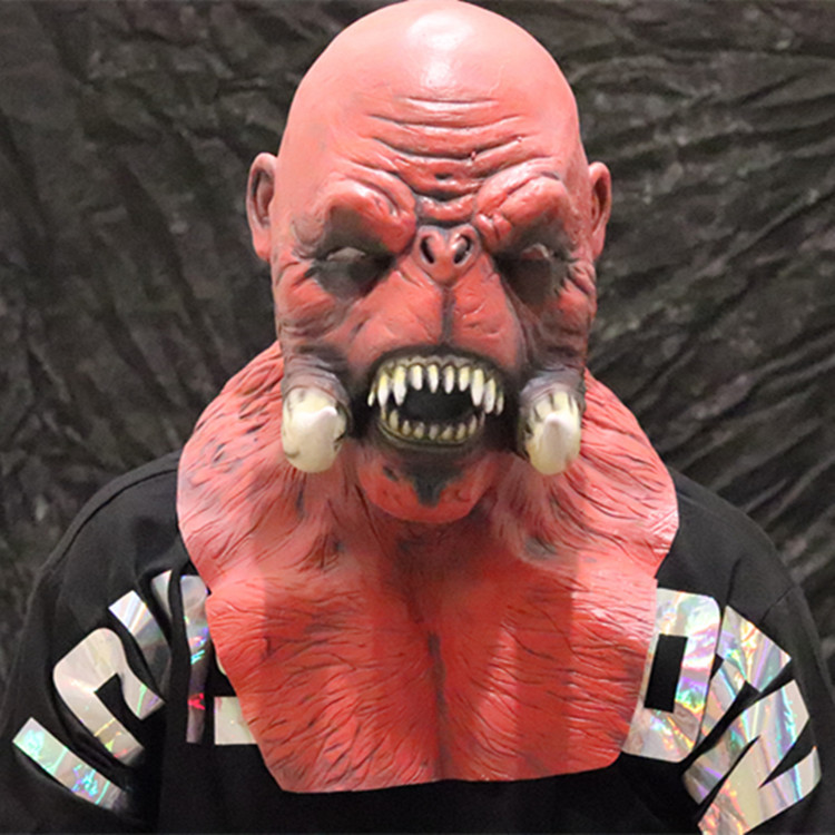 2020 nueva Máscara de Warcraft Halloween horror marfil colmillos bestia cabeza cubierta transfronteriza Venta caliente venta directa de fábrica