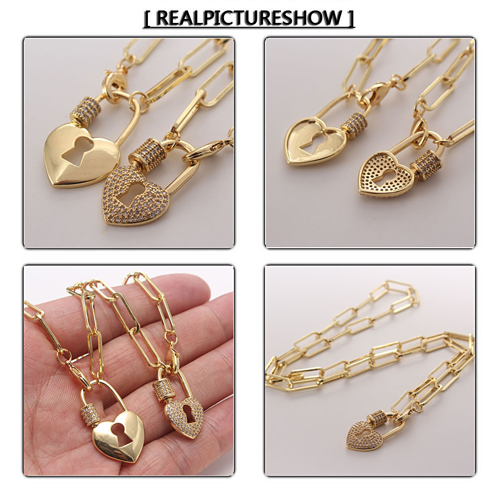 Daily Occasion Copper Material Heart Shape Festival Wholesale Jewelry IG Style Heart Shape Copper Zircon Pendant Necklace