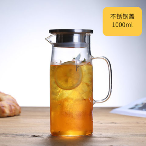 Fabricantes de lotes de vidrio borosilicato de alta botella de agua fría varias especificaciones del hogar olla de jugo de acero inoxidable cubierta recta botella de agua fría