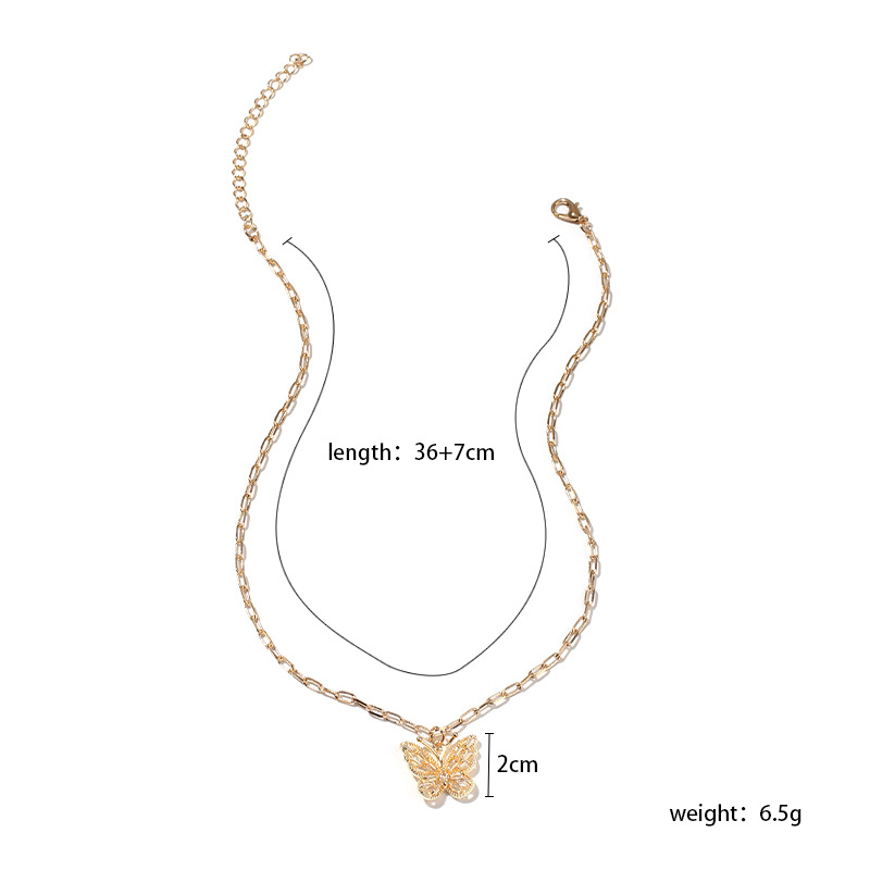 6g Weight Korean Fashion Women's Butterfly Pendant Clavicle Necklace Trend Diamond Zircon Necklace Nihaojewelry