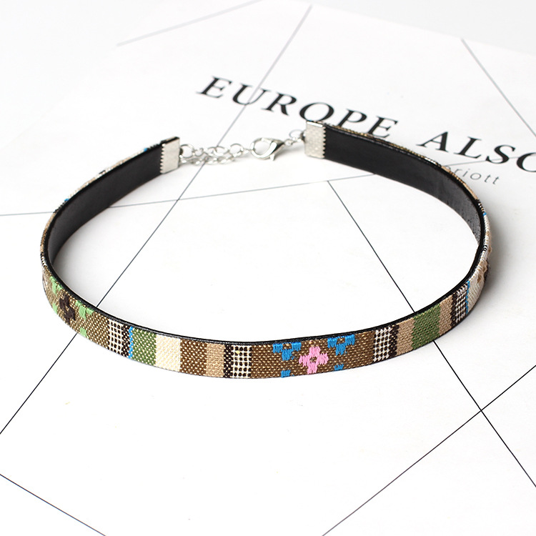 5g Weight Choker Classification Wedding, Travel Occasion Women'S Gender Ethnic Style Style Blue, Black Color Fashion Handmade Color Embroidery Short Necklace Wholesale 6