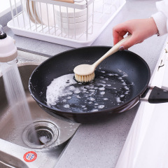 Small wheat straw kitchen long-handled pot scrubber dishwashing brush non-slip household pot and pan scrub brush