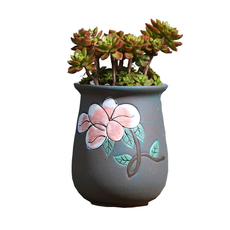 Dehua fábrica de Ventas Directas medio coreano pintado a mano maceta de cerámica vieja pila suculenta maceta creativa de gres jardinería al por mayor