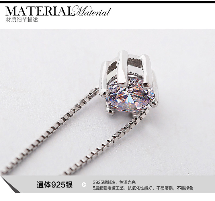 Fashion S925 Sterling Silver Zircon Clavicle Chain display picture 6