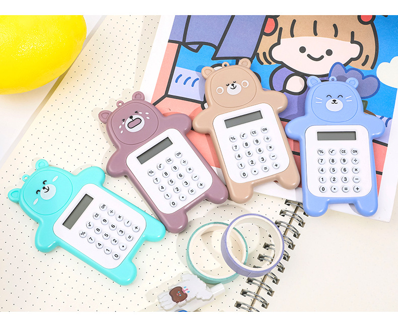 Cartoon Cute Bear Shaped Fashion Mini-portable Small Calculator display picture 4