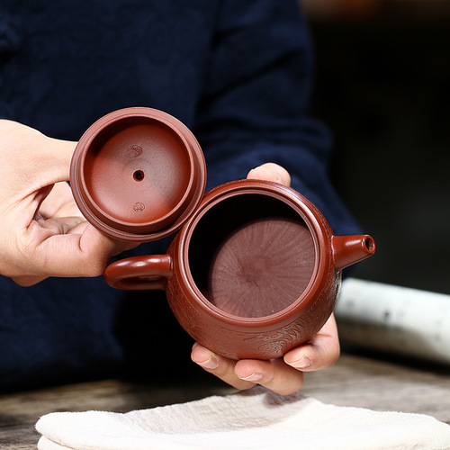 Yixing raw ore hand-painted purple sand pot wholesale Dahongpao Longfeng well railing pot tea set customized one piece drop shipping