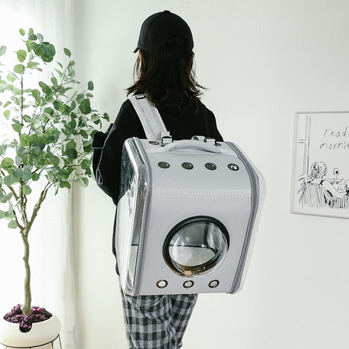 Cat bag backpack, portable cat and dog bag for going out, winter space capsule, warm, transparent, breathable, foldable for travel