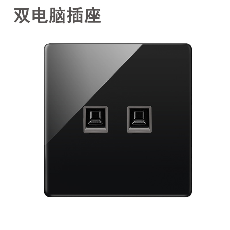 Lingsong interruptor de vidrio socket espejo negro 86 tipo panel de Interruptor táctil inteligente de cinco agujeros fábrica al por mayor