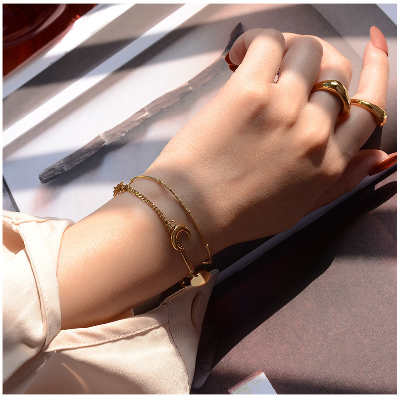 new fashion star moon sun titanium steel bracelet necklace set