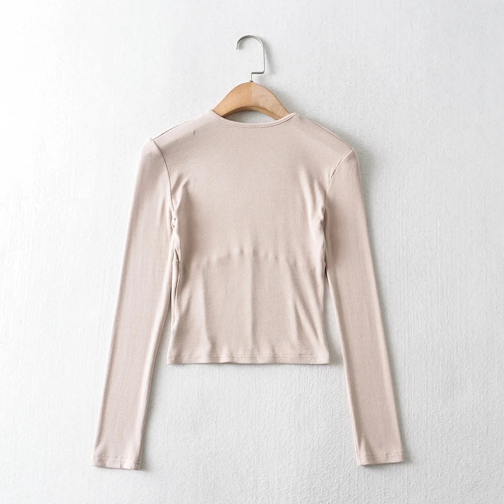 slim stitching long-sleeved T-shirt  NSAC14933