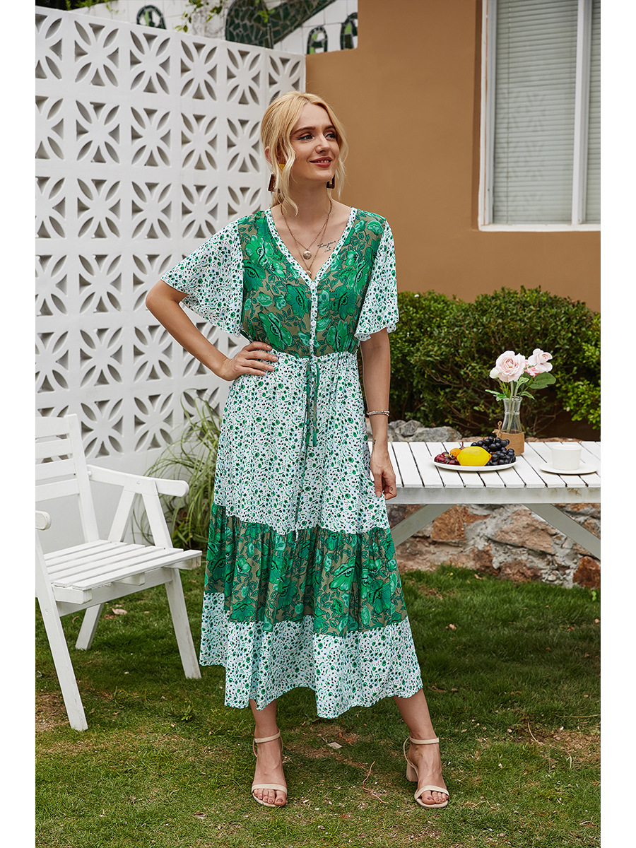 summer casual V-neck large swing dress NSAL32467