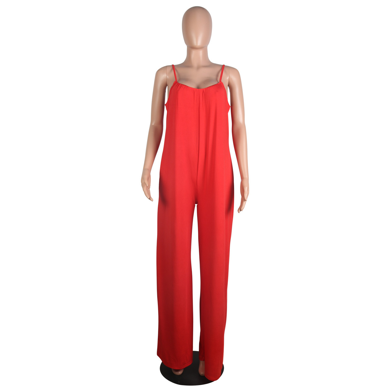 Sexy Sling Solid Color Wide Leg Jumpsuit