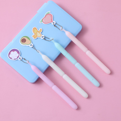 5077碎冰冰造型中性笔卡通形像学生中性笔针管芯0.38黑芯带挂件笔|ms