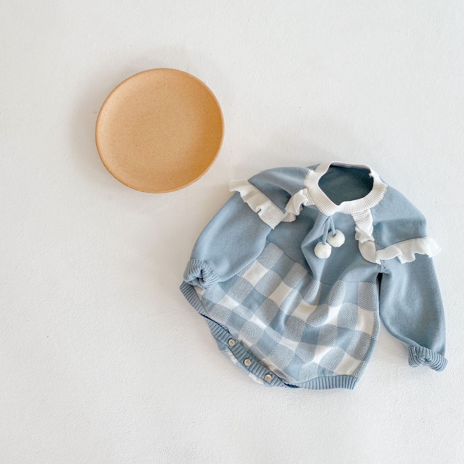 Abbigliamento Ins primavera autunno per bambine e neonati, tuta in filato di cotone a maniche lunghe a quadri per neonati, borse, Bihar_voghion.com