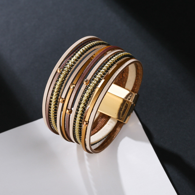 new bohemian style multi-layer leather bracelet