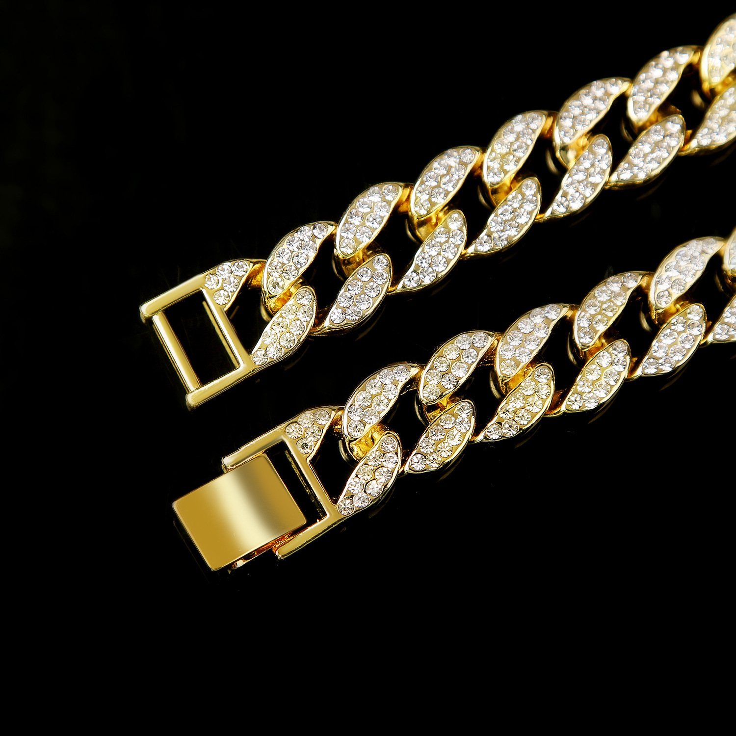 Nuevo Collar De Moda Hiphop Collar De Cadena Gruesa De Diamante Completo display picture 8