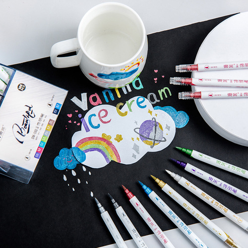 Dongmi 560 metallic beauty pen color soft brush watercolor double-ended metallic greeting card pen hook line pen