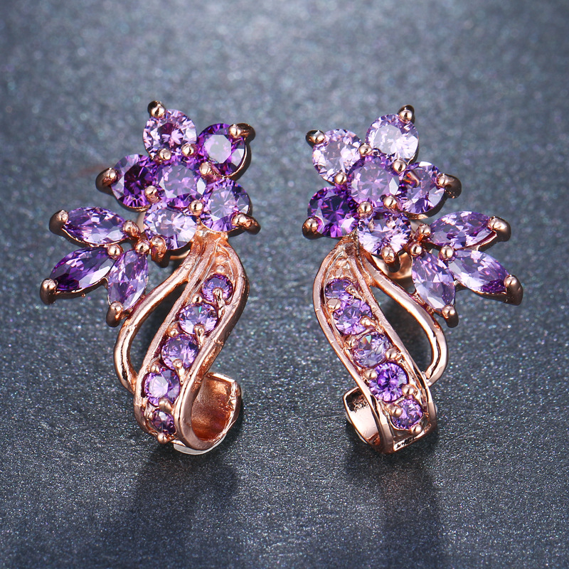 Elegant fashionable multicoloured earrings with zircon