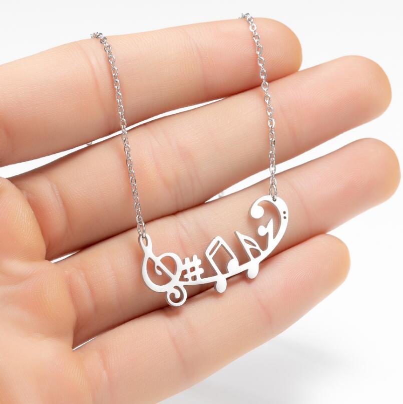 Titanium Steel Fashion Plating Notes Necklace display picture 3