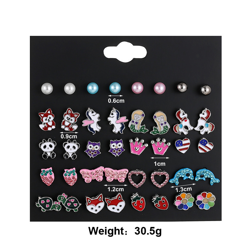 Fashion New Blue Animal 20 Pairs Of Christmas Butterfly Alloy Earrings Set display picture 1