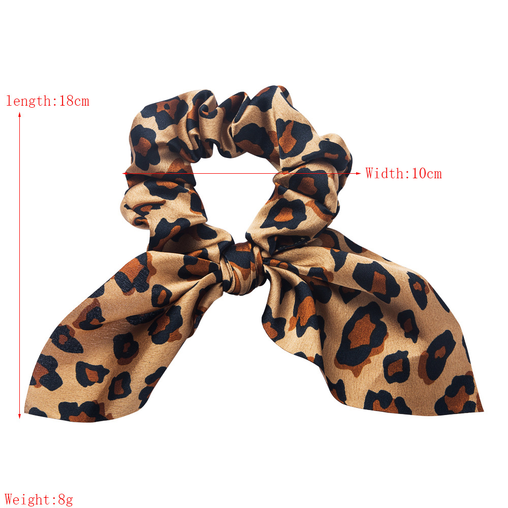 Leopard Satin Fabric Streamer Rabbit Ears Simple Cheap Hair Rope Wholesale display picture 1