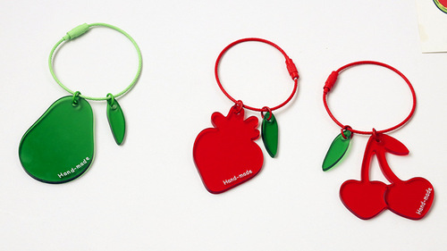 BLUELIFE fruit peach avocado keychain transparent and cute suitable for airpods pendant