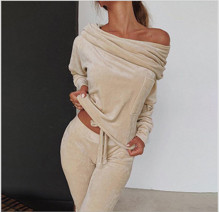 Completo pantaloni donna velluto manica lunga monospalla fiocco_voghion.com