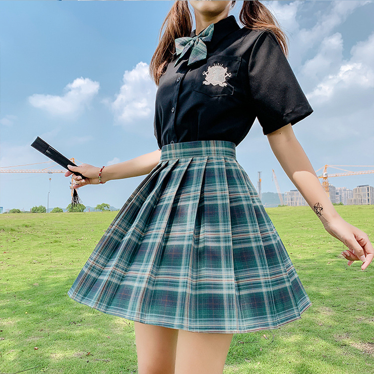 jk百褶裙格子短裙女日系韩正版学院风中学生校服套装半身裙JK制服