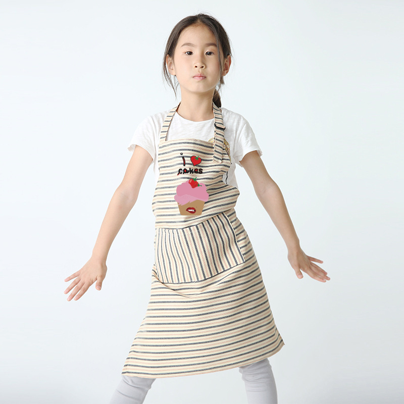 Pintura de estilo coreano para niños anti-incrustante arte para niños medianos y grandes DIY jardín de infantes personalizado LOGO delantal bolsillo