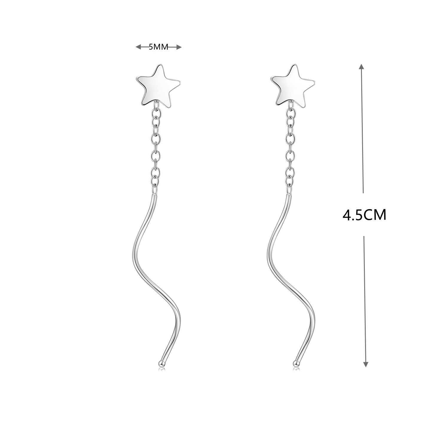 4g Weight 925 Sterling Silver Ear Needle Material Ear line Classification 1 Pair Quantity Holiday, Daily Occasion 925 Sterling Silver Material Geometric, Star, Heart Shape Pattern Women's Gender Casual, Simple Style Style 1 Pair 925 Sterling Silver Geometric Star Heart Shape Ear Line 15