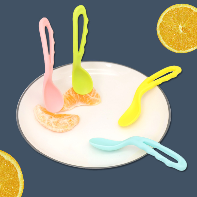 2020婴幼儿吃饭练习叉勺韩式辅食训练歪把勺宝宝防摔吃饭喝汤叉勺|ms