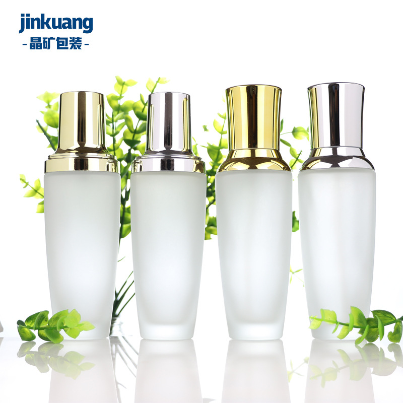 晶矿包装透明磨砂100mL小黑瓶乳液按压空瓶 套装化妆水喷雾瓶贴牌