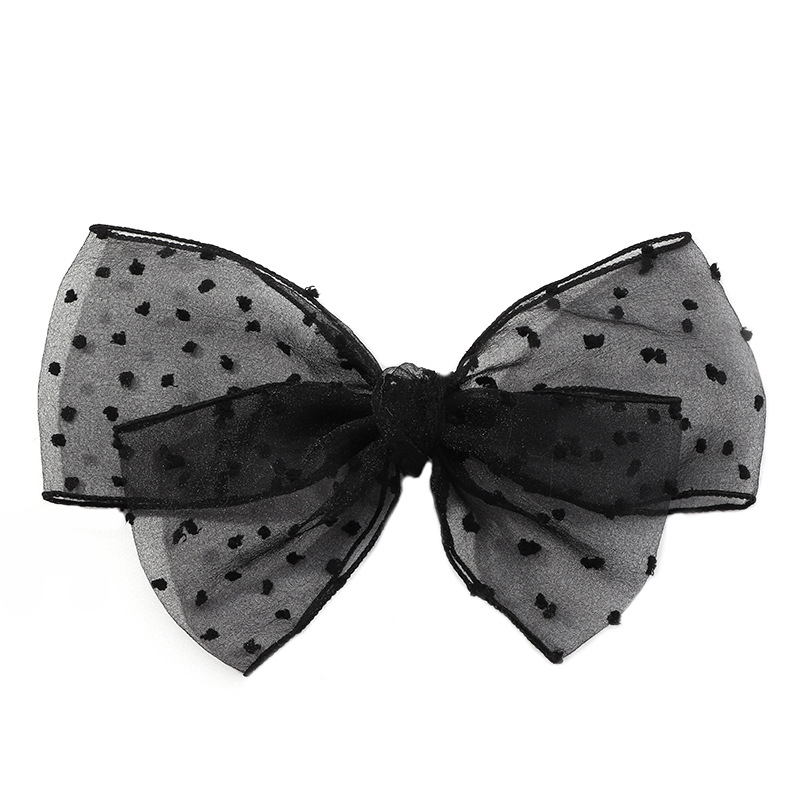 New Style Multicolor Spotted Mesh Ribbon Hairpin Bow All-match Style Hairpin Top Clip Wholesale display picture 12