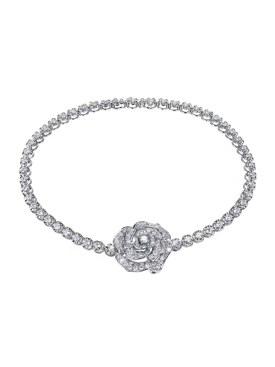 micro inlaid diamond rose shape necklace bracelet pendantpicture9