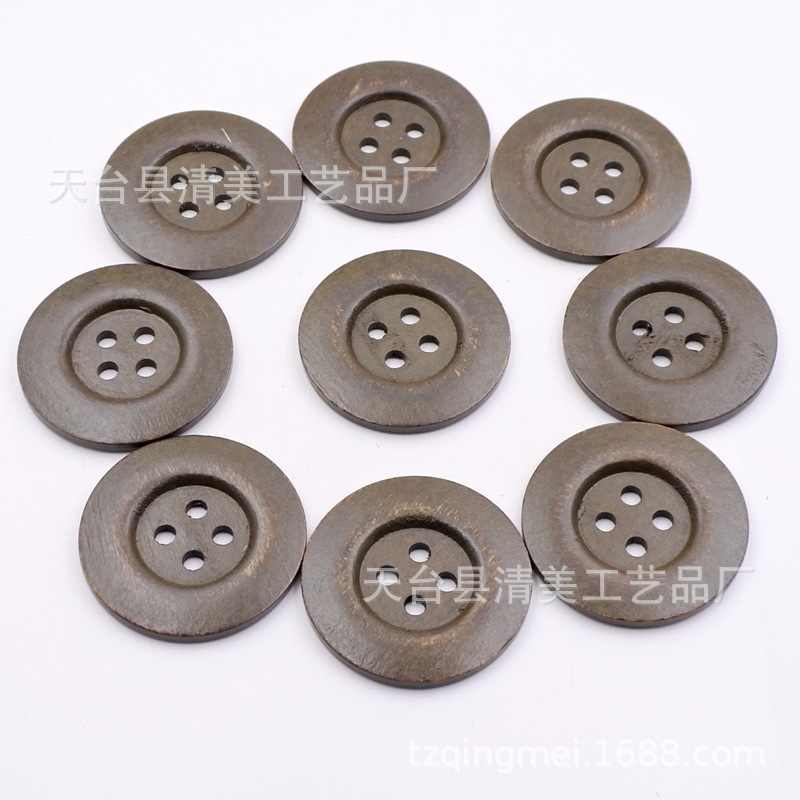 50mm de cuatro ojos borde fino/ancho borde botón de la capa decorativa de madera botón de la capa 10 piezas de un paquete