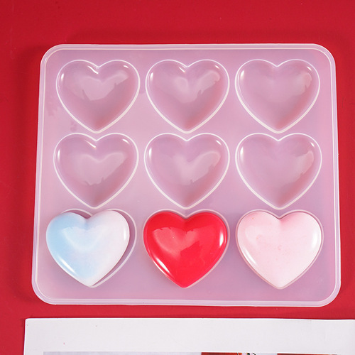 Epoxy resin decorative item mirror phone stand nine-grid solid heart silicone mold wholesale