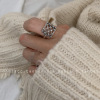 Tide, fashionable retro small design ring, silver 925 sample, on index finger