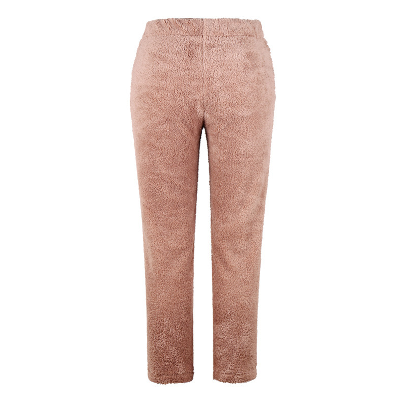 Pantalones sueltos de felpa de doble cara de color sólido NSYF1832
