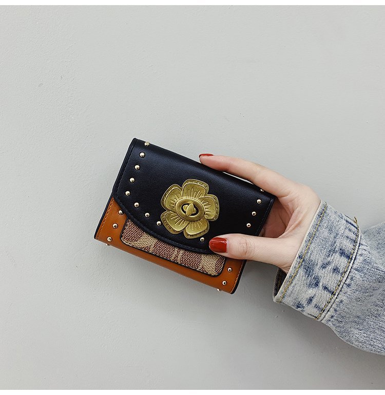 fashion camellia wallet trifold rivet short wallet multicard card holder wholesalepicture14