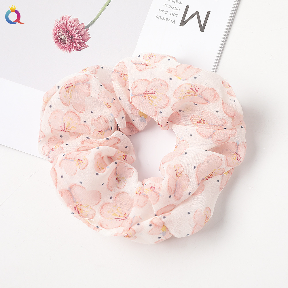 New Fashion Printed Chiffon Hair Ring Fabric Cheap Sweet Hair Ring Wholesale display picture 8